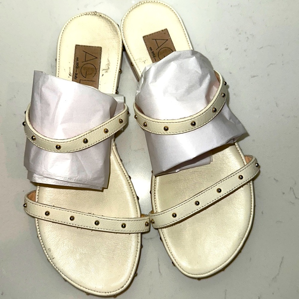 AGL winter white stud sandals